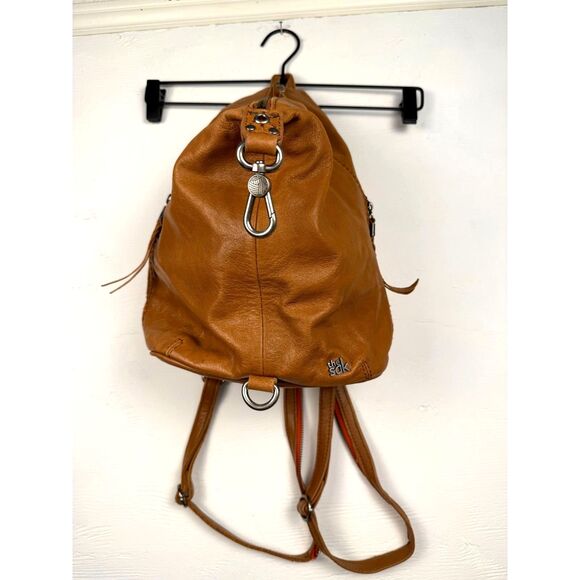 The Sak Leather Convertible Backpack Sling Bag Tan Brown Zip Closure Boho Purse - Picture 11 of 16